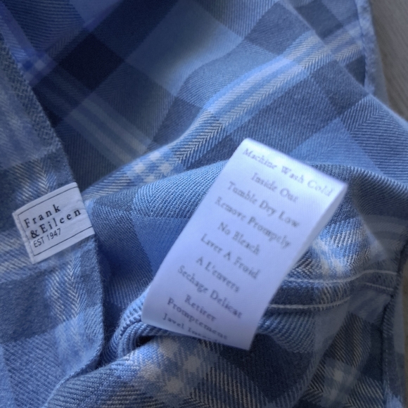 Frank & Eileen Eileen Relaxed Button Up Shirt Blue Plaid Italian Flannel - Picture 12 of 15